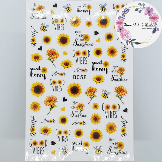 Sunflower Summer Sunshine Nail Art Stickers